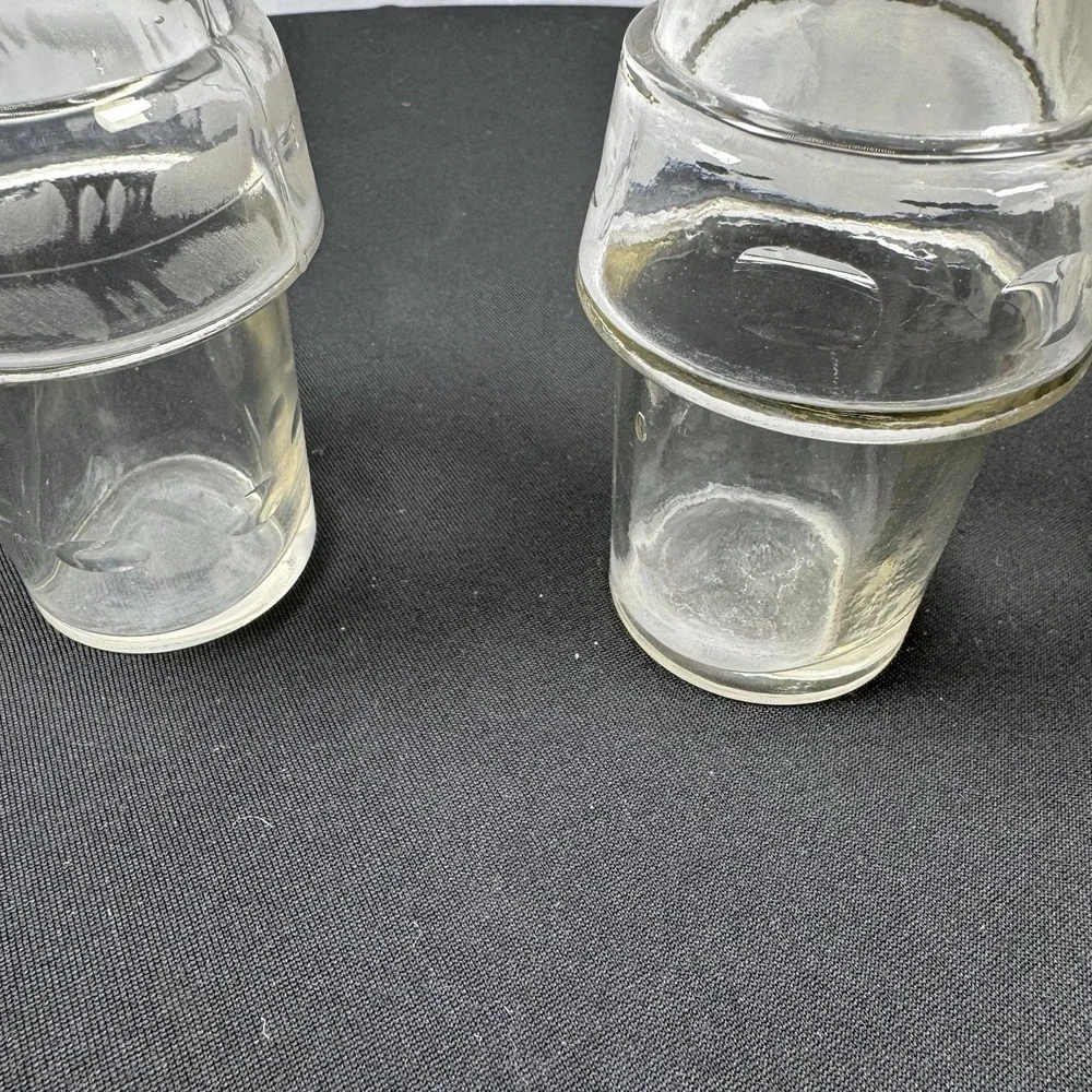 2 Vintage Condiment Cruet Castor Set  Etched‎ Glass